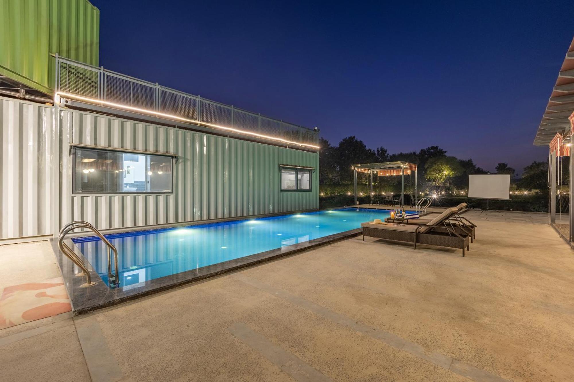 Elivaas Hidden Oasis 4Bhk With Pool, Mud House & Container House Villa Dhauj Luaran gambar